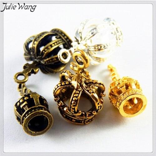 Julie Wang 20pcs Vintage Crown Charms Mixed Colors And Styles Royal Element Cute Pendant Necklace Jewelry Making Accessory