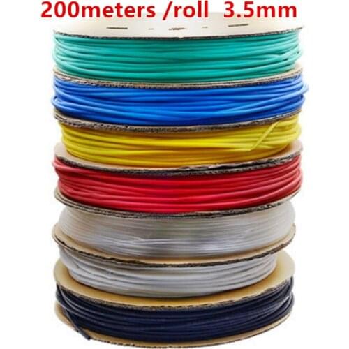 200m/roll 3.5MM Heat shrinkable tube heat shrink tubing Insulation casing 200m a reel