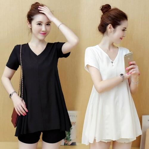 2016 Summer Formal Maternity Evening Dresses for Pregnant Women Clothing V-neck Black White Chiffon Slim Pregnancy Dress 5XXXL