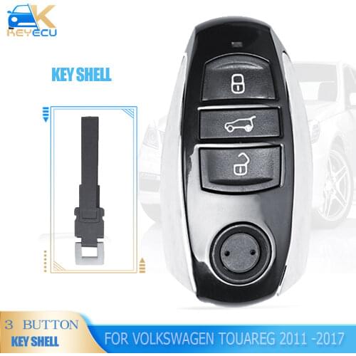 Keyecu Replacement Smart Remote Car Key Shell Case Fob 3 Button for VW Volkswagen Touareg 2011-2014