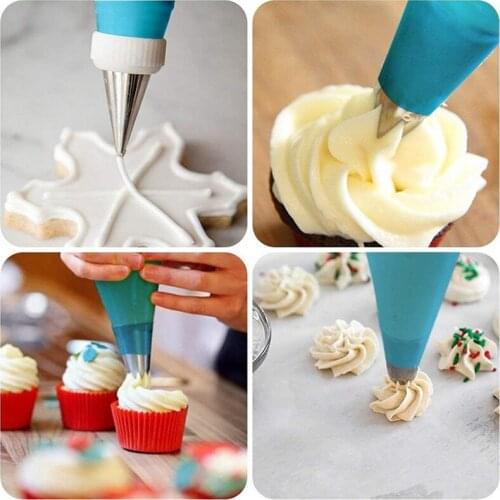 33Pcs Reusable Icing Piping Nozzles Set Pastry Bag Cake Decorating Tools Scraper Flower Cream Tips Converter Baking Cup