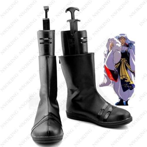 Anime Inuyasha Sesshoumaru Boots Cosplay Party Black Shoes Custom made