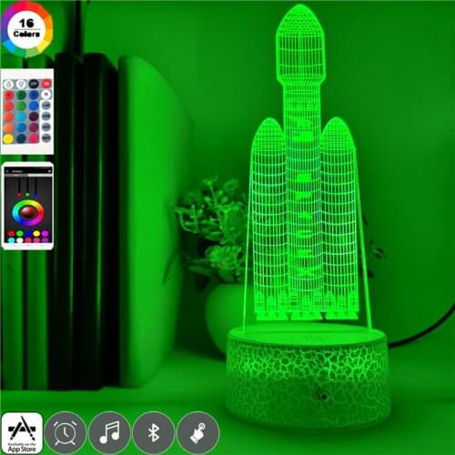 Atmosphere Table Lamp LED SpaceX Spacecraft 3D Illusion Night Light Touch Switch Nightlight Room Decor Gift Smart Phone Control