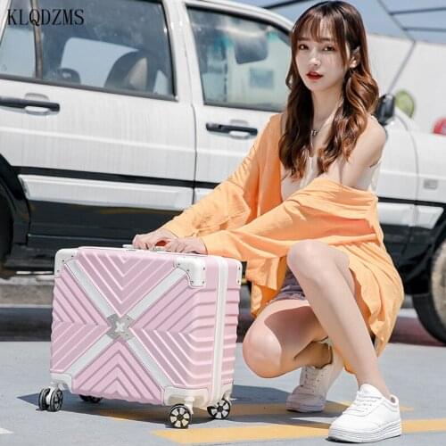 KLQDZMS ABS Personalized Trolley Luggage Fashionable Business Travel Bag Young People 18 Inch Suitcase On Wheels