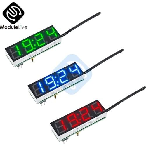 DS3231SN Digital Tube Time Clock 3 In 1 Green/Blue/Red LED display Temperature Voltage Volt Module DIY Timer Voltmeter DC 5-30V