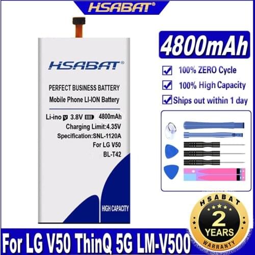 HSABAT BL-T42 4800mAh Top Capacity Battery for LG V50 ThinQ 5G LM-V500 V500N V500EM v500xm Smart Phone Batteries