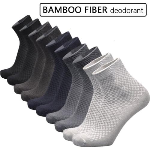Classic Bamboo Men Socks Cotton Fibre Breatheable Business Sock Odorless Sport Deodorant Man Long Tube Socks 5 Pairs Lot
