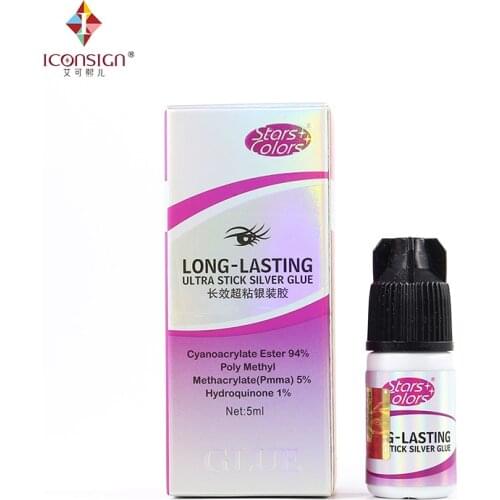 ICONSIGN Low Odor Eyelash Glue For Eyelashes No Toxic Low Stimulate Glue For Eyelash 5ml False Eyelashes glue 4-5 seconds Dry