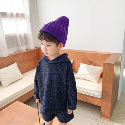 Leopard Spring Autumn Childrens Clothes Suit Baby Boys T-shirt+ Shorts 2pcs/Set Kids Teenage Top School Beach Boy Clothing