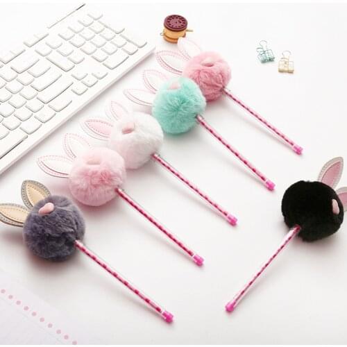 Creative cute long Ear Rabbit Warm Ball Plush Gel Pen Ink Pen Promotional Gift Stationery School & Office Supply