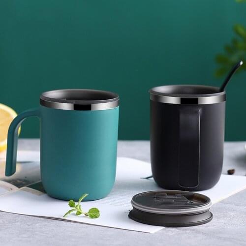 Stainless Steel Mug Double Layer Leakproof Coffee Cup With Lid Kitchen Drinkware Breakfast Tea Milk Coffee Mug