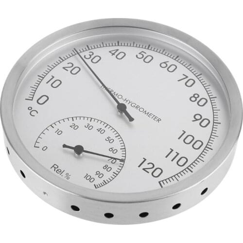 L9BE Stainless Steel 5" Thermometer Hygrometer Wall Hanging Indoor Outdoor Sauna Room Temperature Humidity Tester Monitor