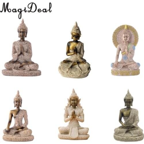 MagiDeal The Hue Sandstone Meditation Buddha Statue Sculpture Hand Carved Figurine Home Office Decor