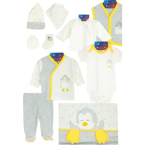 Newborn Baby Boy 10 Piece Hospital Output The Zibin Set Penguin pattern 100% Cotton Baby Gift Layette Baby Set 0-3 9,9-12months