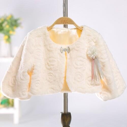 Red Pink Champagne Faux Fur Cape Shawl Jacket Wrap Shrug Bolero Coat For Girls Winter Wedding Party Kids Bolero Jacket