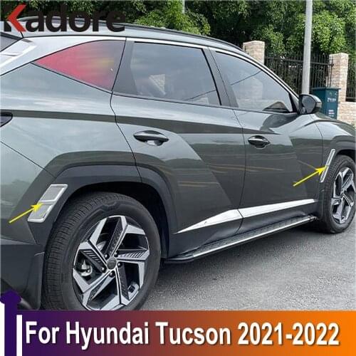 Car Front Rear Wheel Eyebrow Trim For Hyundai Tucson 2021 2022 Side Body Fender Garnish Sticker Decoration Trim Accessories