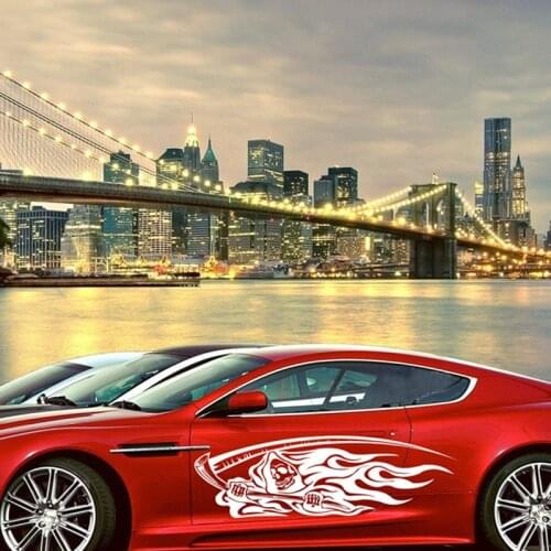 2Pcs 180CM Universal PVC 5 Colors Death Evil Stickers Personality Car Racing Waist Line Mudguard Body Side Body Sticker