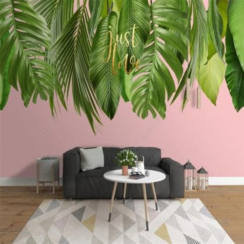 Custom Size Modern Rainforest Green Plants Green Leaves 3D Wall Paper Home Decor Mural Bedroom Decor Self-adhesive Wallpaper