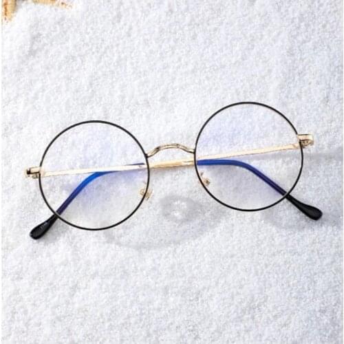 Fashion Vintage Women Eyeglasses Anti Blue Light Blocking Glasses Computer Glasses Round Frame Flat Mirror Optical Eyewear