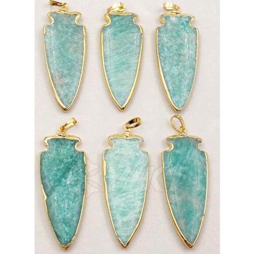 WT-P1196 WKT Wholesale Custom Unique Natural Amazonite Stone Pendant Green Anchor Pendant For Fashion Jewelry Marking
