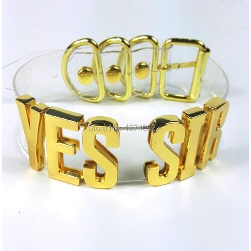 Handmade Punk YES SIR Choker Gold Big Letter Choker Word Name 35MM Tall Collar Clear PVC Transparent Necklace
