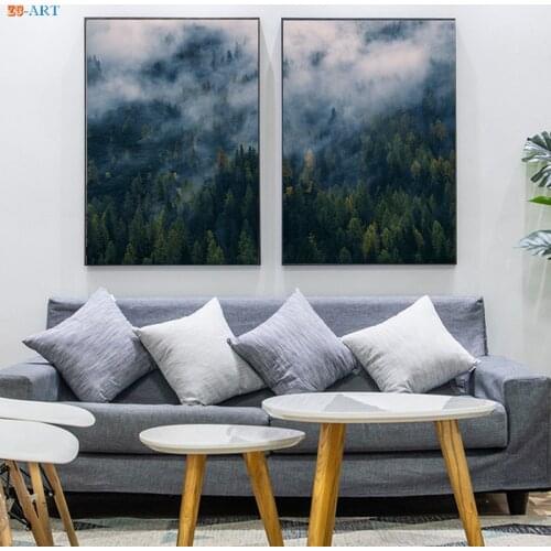 Nature Poster Forest Blue Sky Valley Print Landscape Canvas Painting Wall Art Pictures for Living Room Nordic Decoration Home