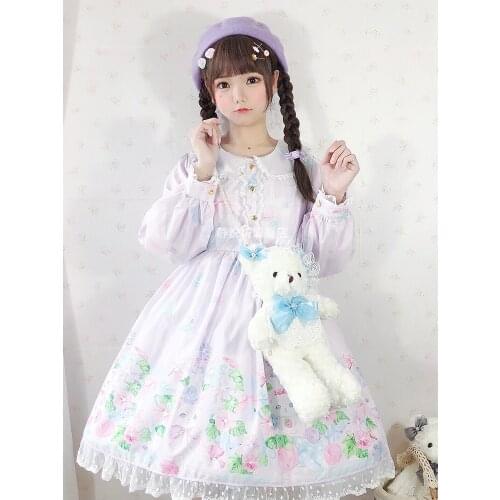 Princess lolita dress vintage lace bowknot peter pan collar high waist victorian dress kawaii girl gothic lolita op loli cos
