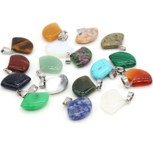 Natural Rose Quartzs Red Agates Pendant Sector Shape Stone Pendant for Making DIY Jewelry Necklace Size 20x23mm