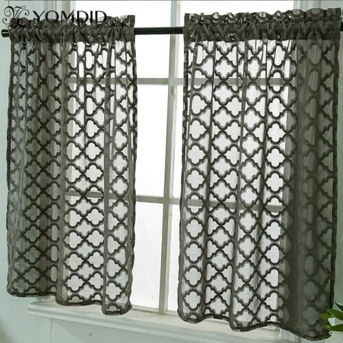 Stripe Curtains Cream White Gray Classic Rod Curtain Coffee Room Window Jacquard Lace Valance Kitchen Living Room Decorative