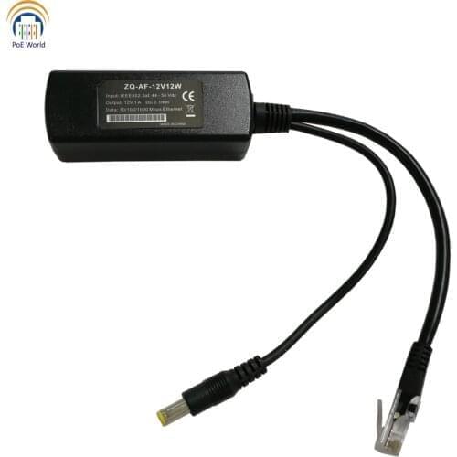 AF-12V12W Gigabit PoE Splitter 12V 1A POE 802.3af/at POE converter for 12V security camera