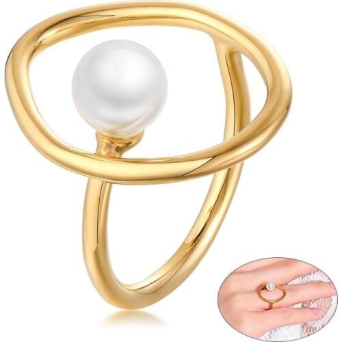 Special Imitation Pearl Rings for Women Gold Tone anillo femenino Party Gift Accessory Bijoux