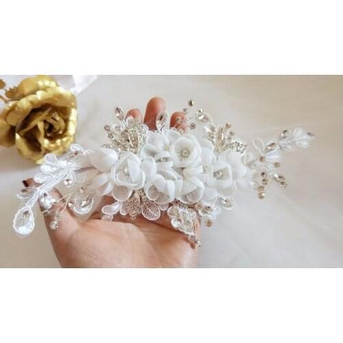 Rhinestone Crystal Applique With 3D Flowers For Bridal Accessories Headwear Wedding Dress Sash Haute Couture Costume Decor