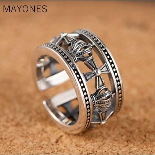 Thai Silver Personalized Silver Jewelry 925 Sterling Silver Men and Ladies Retro Court Crown Ring