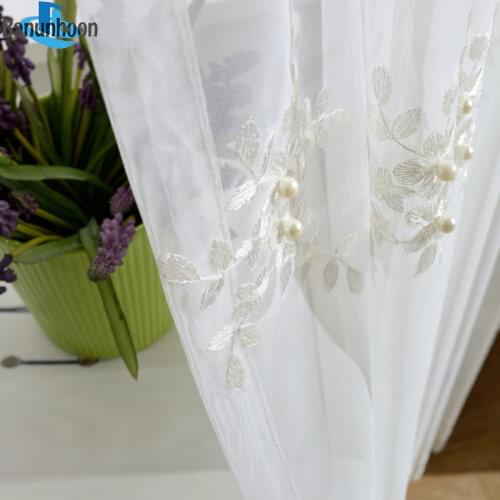 Cortina Floral Embroidered Voile Tulle For Living Room Sheer Curtains For Bedroom Kids Window Treatments