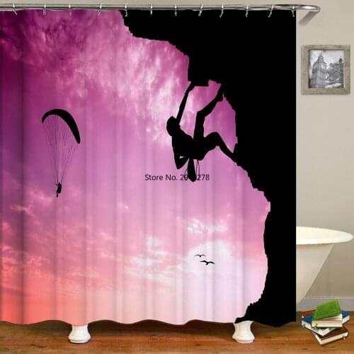 Bathroom Waterproof Fabric 3d Shower Curtains Printed Gliding Extreme Sport Scenery Shower Curtains Decoration Bath Screen