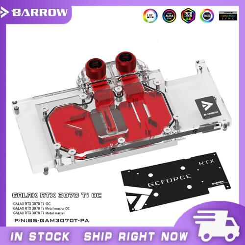 Barrow GPU Water Block for Galax / Gainward RTX 3070TI OC GPU Card Full Cover Water Cooler , With Backplane BS-GAM3070T-PA
