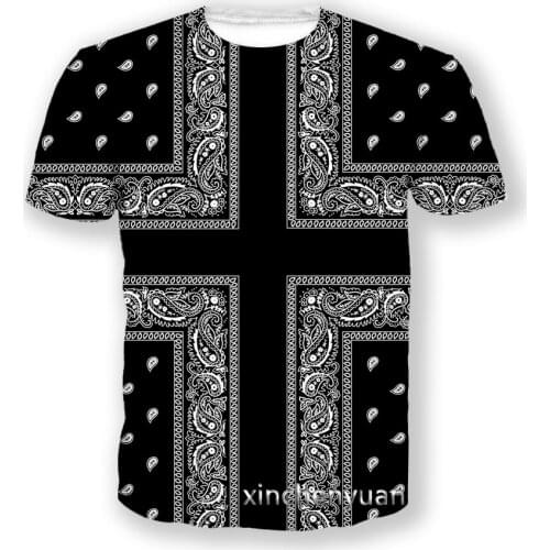 Xinchenyun New Men/Women Blood Gang 3D Printed Short Sleeve T-Shirt Bandana Fashion T Shirt Sport Hip Hop Summer Tops L25