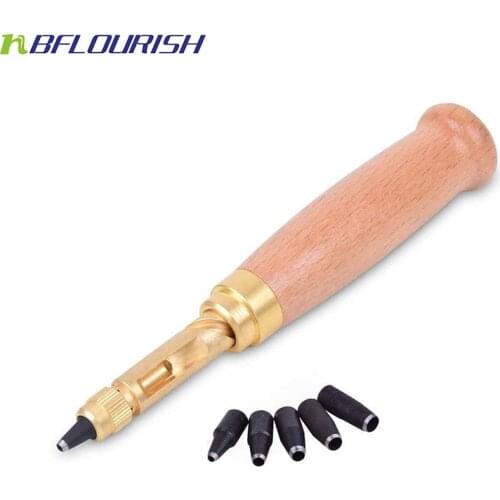 Japanese Screw Punch Screw Hole Punch/Auto Leather Tool Book Drill 6 Tips Sizes 1.5-4mm for Sewing Leather Paper Craft Adjustabl