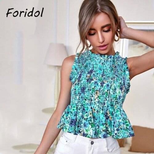 Foridol Casual Slim Blouse Shirt Women Sleeveless Summer Top Blouse Shirts 2021 New Elegant Women Tops Office Lady Dropshipping