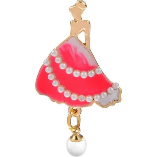 CINDY XIANG New Unique Enamel Dress Women Brooches Beautiful Girl Pearl Pendant Brooch Pins Party Accessories Lady Jewelry Gift
