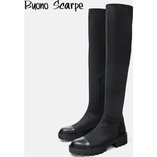 Stretch Lycra Knee High Boots 2020 Designer Platform Sock Boots Women Long Boots Casual Ladies Sock Shoes Footwear Black Shoes