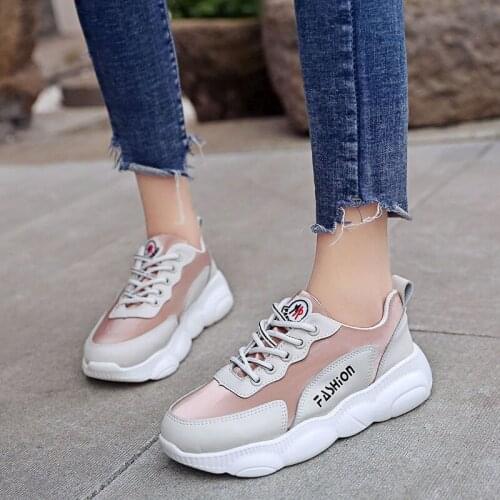 Women Vulcanized Shoes 2019 New Outdoor Comfortable Chunky Trainers Women Slip on Pu Leather Wild Leisure Shoes Tenis Feminino