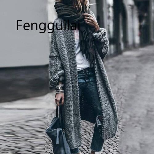 Women Sweater Fashion New Cardigan Thick Solid Color Coat Loose Bat Sleeve Autumn Winter Knitted Trend Sweater High Quality