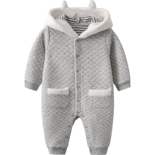 Baby Boy Winter Clothes Hooded Romper Outfit Toddler Infant Warm Jumpsuit Costume