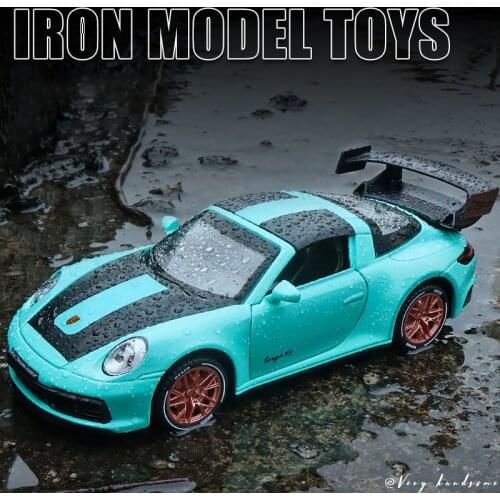 1:32 911 Targa 4S Supercar Car Model Alloy Car Die Cast Toy Car Model Pull Back Sound and light Childrens Toy Collectibles