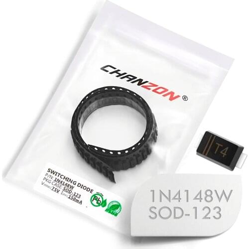 100 Pcs) 1N4148W SMD Small Signal Fast Switching Diodes 150mA 75V SOD-123 IN4148W 150 mA 75 Volt 4148W (Marking T4)