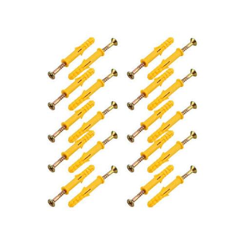 20Pcs 6mmx40mm Self Drilling Drywall Anchor Carbon Steel Flat Head Screw Kit