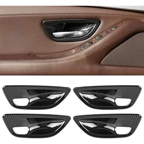 4Pcs Carbon Fiber Interior Door Handle Bowl Cover Trim For-BMW 5 Series F10 2011-2016