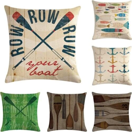 45x45cm Oil Painting Paddle Family Cushion Cover Soft Plush Pillow Case Home Room Office Decoration Back Throw Sofa CushionCover