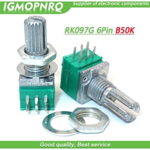 5PCS RK097G 50K single linked B50K with a switch audio 6pin shaft 15mm power amplifier sealing potentiometer IGMOPNRQ